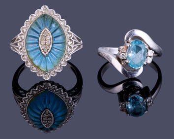 Two Lady's Dinner Rings, App. Wt.- 8.8; Topaz- Size- 6; Zircon- Size- 7 1/4. (2 Pcs.)