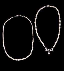 Two Pearl Necklaces, App. Wt.- 33.5 grams; Graduated Strand- L.- 17 3/4 in. (2 Pcs.)