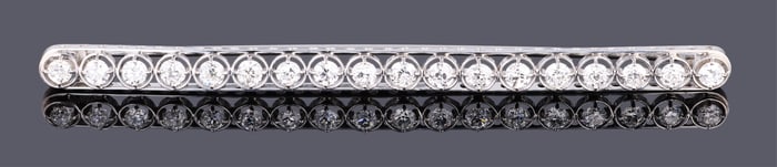 Platinum Diamond Bar Pin, App. Wt.- 10 grams; L.- 3 3/8 in.