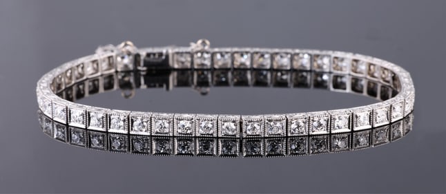 14K White Gold Tennis Bracelet, App. Wt.- 16 grams; L.- 7 1/2 in.