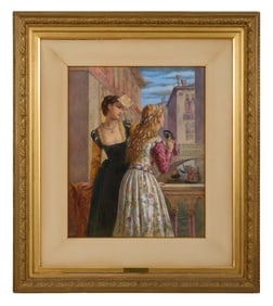 Joseph Bouvier (British, act. 1839-1888), "The Balcony," 1872, Sight- H.- 23 1/2 x 18 1/2 in.,