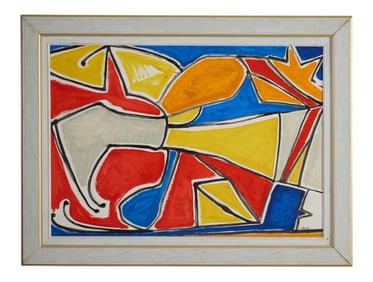 Antonia Van Diest (Danish, b. 1948), "Untitled: Colorful Abstract," Sight- H.- 27 3/4 in., W.- 39