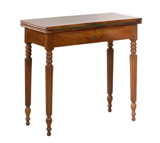 French Louis Philippe Carved Walnut Games Table, mid 19th c., Open- H.- 29 1/4 in., W.- 30 1/4 in.,