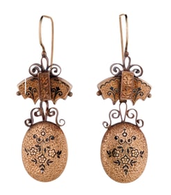 Pair of 18K Rose Gold Taille d'Epergne Pendant Earrings, App. Wt.- 3.73 grams; Each- H.- 1 1/2 in.,