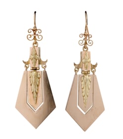 Pair of 14K Rose Gold Pendant Earrings, App. Wt.- 8.5 grams; Each- H.- 2 1/16 in., W.- 7/8 in. (2