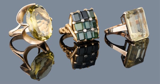 Three 14K Yellow Gold Rings, App. Wt.- 30 grams; Each- Size- 6 1/2. (3 Pcs.)