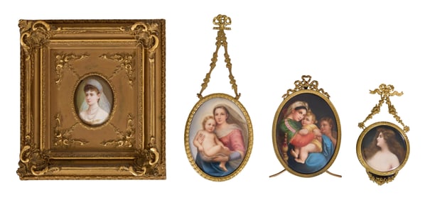 Group of Four Porcelain Plaques, 19th c., Mother and Child- H.- 4 7/8 in., W.- 3 3/4 in. (4 Pcs.)