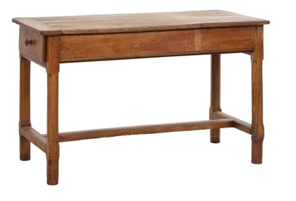 French Provincial Cherry Farm Table, 19th c., H.- 30 1/2 in., W.- 51 1/2 in., D.- 25 1/2 in.