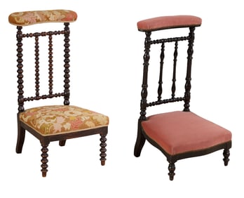 Two French Napoleon III Prie Dieu, late 19th c., Taller- H.- 34 in., W.- 17 1/2 in., D. 16 in. (2