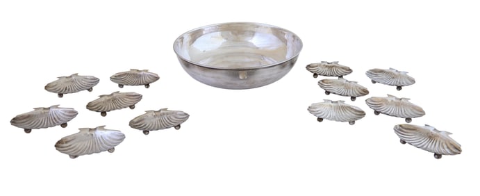 Thirteen Pieces of Sterling Tableware, 20th c., App. Total Sterling Wt.- 20.31 Troy oz.; Bowl- H.- 2