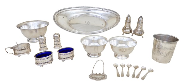 Nineteen Pieces of Sterling and Silverplate Tableware, 20th c., App. Total Sterling Wt.- 20.82 Troy