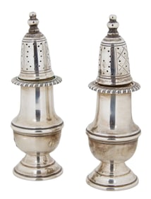 Pair of Cartier Georgian Style Sterling Silver Salt and Pepper Casters, France, App. Total Sterling