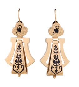 Pair of 14K Yellow Gold Taille d'Epergne Earrings, early 20th c., App. Wt.- 10 grams; Each- H.- 1