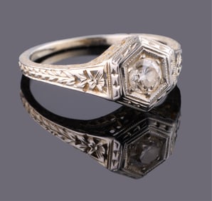 Ladies' 18K White Gold Diamond Wedding Ring, Size- 4 1/4.