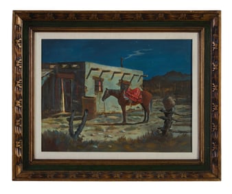William T. Zivic (American/Arizona, b. 1930), "A Late Visitor," 1969, H.- 18 in., W.- 24 in.,