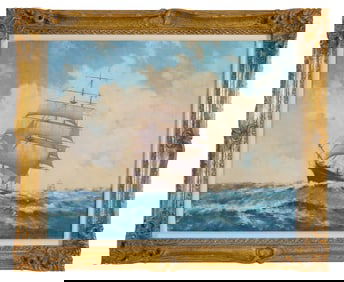 Hugh Boycott Brown (English, 1909-1990), "Square Rigger in Stormy Weather," 20th c., Sight- H.- 24