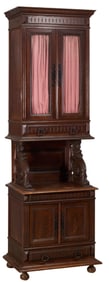 French Henri II Style Petite Oak Buffet a Deux Corps, Late 19th c., H.- 88 in., W.- 26 in., D.- 18