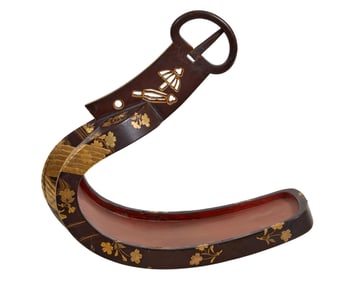 Japanese Lacquered Iron Abumi Stirrup, Edo Period (1603-1868), H.- 10 3/4 in., W.- 5 1/2 in., D.- 10
