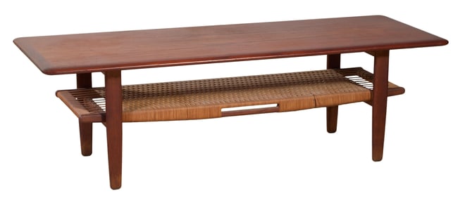 Danish Modern Teak Coffee Table, mid 20th c., H.- 17 3/4 in., W.- 59 in., D.- 22 in.
