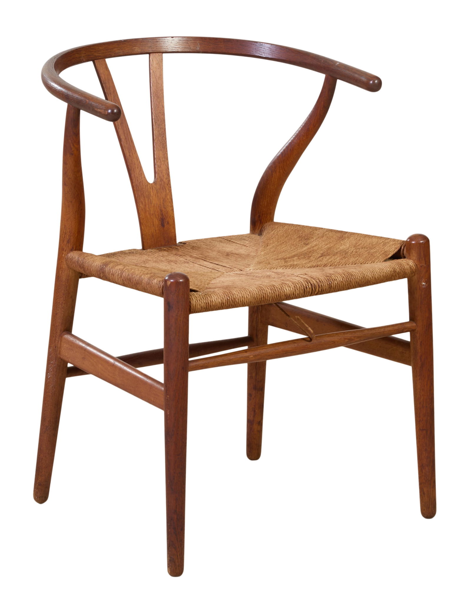 Danish Modern Bent Oak Wishbone "CH 24" Chair, mid 20th c., H.- 28 1/2 in., W.- 20 1/2 in., D.- 16 (1 of 2)