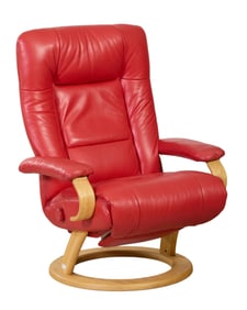 Scandinavian Fjords Hjellegjerde Norwegian Ergonomic Leather Lounge Reclining Chair, 20th/21st c.,