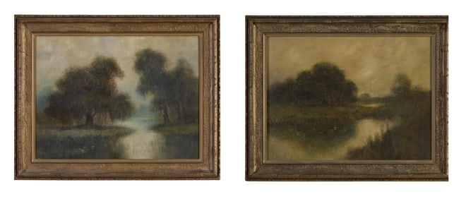 Alexander John Drysdale (American/Louisiana, 1870-1934), "New Orleans Swamp Scene," 1914, and "Live
