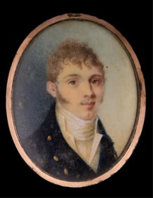 French/Caribbean School, "Portrait Miniature of Jean Jacques Baptiste Piver(t) d' Elincourt
