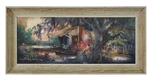 Colette Pope Heldner (American/New Orleans, 1902-1990), "Swamp Idyl (Louisiana Bayou Country" H.- 12