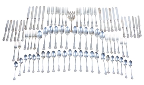 Eighty-Four Piece Dominick & Haff Sterling Flatware Service, App. Total Sterling Wt.- 102.53 Troy oz