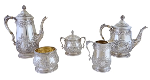 Five Piece Reed & Barton Tea and Coffee Service, 1942, App. Total Sterling Wt.- 113.39 Troy oz.