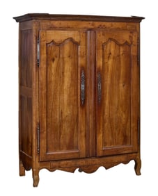 French Provincial Louis XV Style Walnut Armoire, mid 19th c., H.- 74 in., W.- 50 1/2 in., D.- 22 1/2