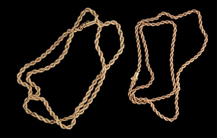 Two 14K Gold French Rope Chains, App. Wt.- 28.2 grams; Longer- L.- 24 1/4 in.; Shorter- L.- 20 in.