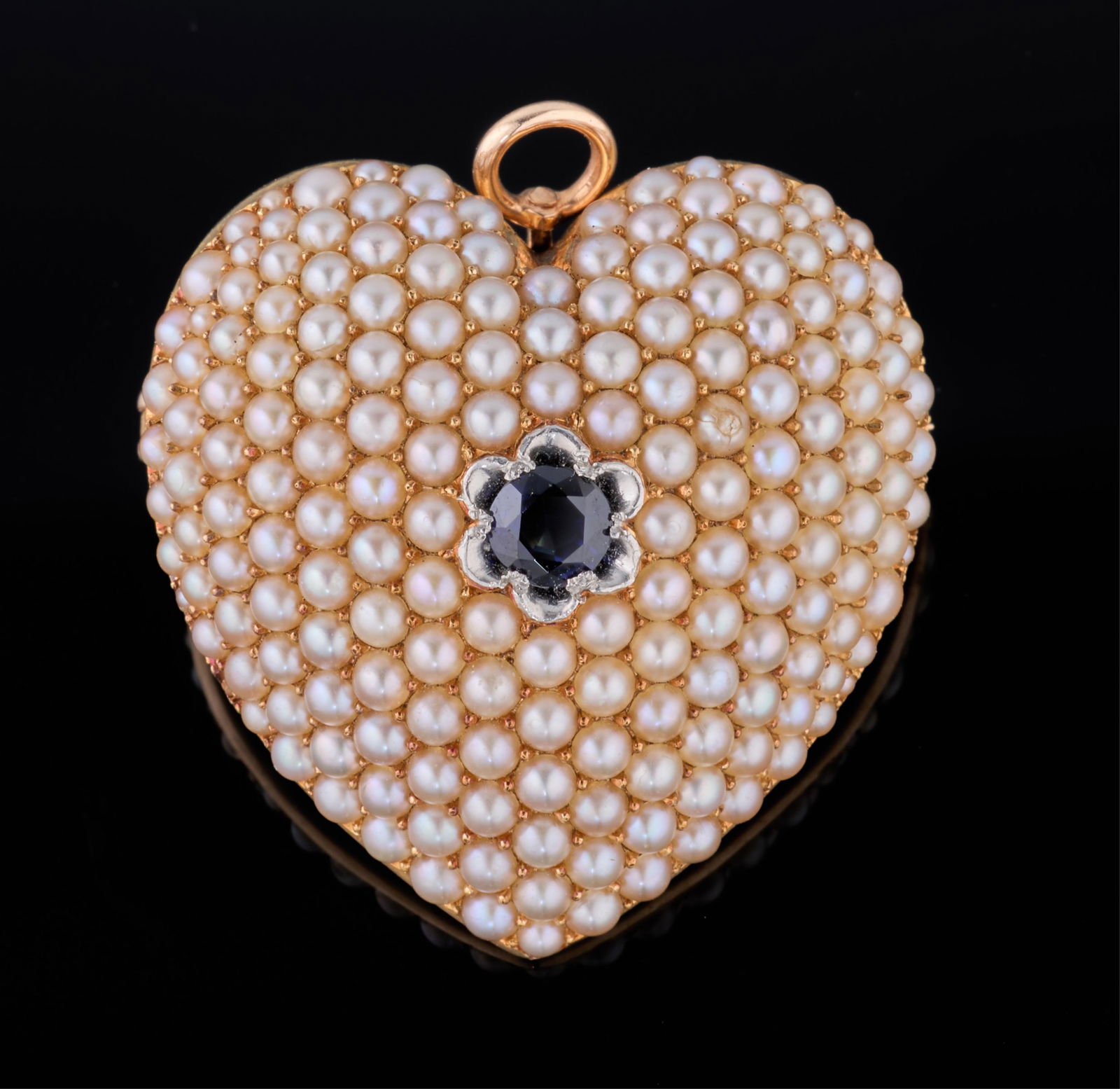 14K Yellow Gold Pearl and Sapphire Convertible Brooch/Pendant, App. Wt.- 14.1 grams; H- 1 1/4 in., (1 of 1)