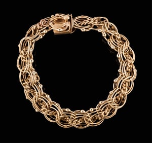 14K Yellow Gold Bracelet, Wt.- 28 grams; L.- 7 1/2 in.
