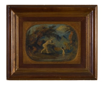 Louis Michel Eilshemius (American/New Jersey/New York, 1864-1941), "Nude Bathers," H.- 10 1/2 in.,