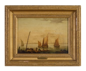 Attributed to Ludolf Backhuysen I (Dutch, 1631-1708), "View of the Hague," c. 1705, H.- 5 5/8 in.,