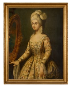 Follower of Francois Hubert Drouais (French, 1727-1775), "Portrait of a Lady with a Powdered Pouf,