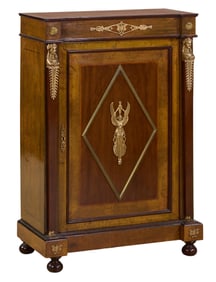 French Empire Style Ormolu Mounted Parlor Cabinet, 20th c., H.- 36 in., W.- 49 in., D.- 15 in.