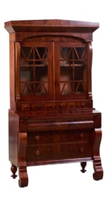 American Late Classical Mahogany Secretary Bookcase, early to mid 19th c., H.- 79 1/2 in., W.- 45
