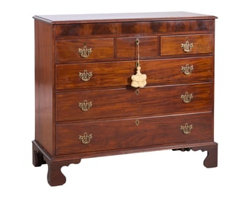 English Georgian Mahogany Chest of Drawers, early to mid 19th c., H.- 43 in., W. 48 3/4 in., D.- 22