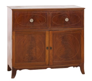 American Hepplewhite String Inlaid Mahogany Butler's Secretary, late 18th/early 19th c., H.- 42 1/2