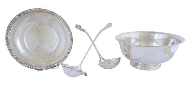 Three Piece Assembled Sterling Punchbowl Set, 20th c., App. Total Sterling Wt.- 41.44 Troy oz.;