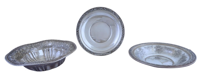 Three Pieces of Sterling Silver Tableware, App. Total Sterling Wt.- 35.7 Troy oz.; Largest- H.- 2