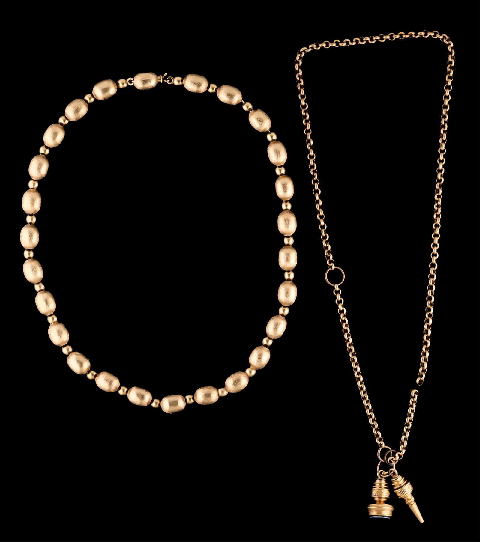 Two Yellow Gold Necklaces, App. Wt.- 30.5 grams; L.- 9 1/2 in. (2 Pcs.) (1 of 1)