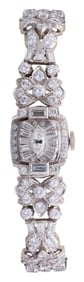 Ladies' Hamilton Platinum Diamond Dress Flip-Cover Wristwatch, 20th c., App. Wt.- 45.8 grams; Int.