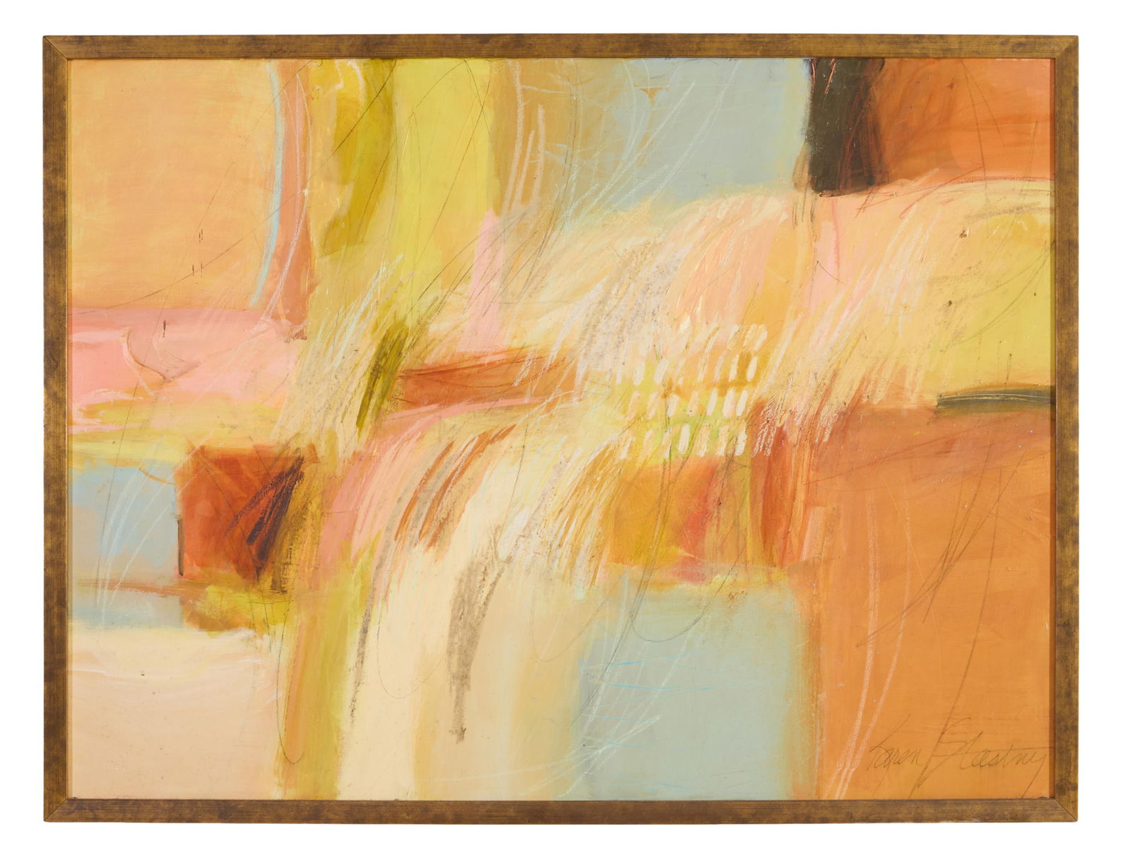 Karen Stastny (American/Louisiana, 20th Century), "Orange and Pink Abstract," 2007, H.- 36 in., W.- (1 of 6)