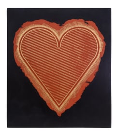 George Bauer Dunbar (American/Louisiana, 1927-2025), "Red and Gold Heart on Black," H.- 13 3/4 in.,