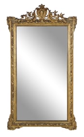 French Louis XV Style Overmantel Mirror, late 19th c., H.- 69 in., W.- 38 in., D.- 2 1/2 in.