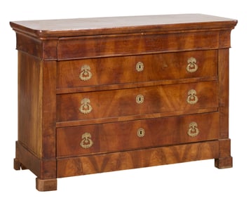 French Louis Philippe Walnut Commode, mid 19th c., H.- 36 1/2 in., W.- 52 1/4 in., D.- 21 1/4 in.