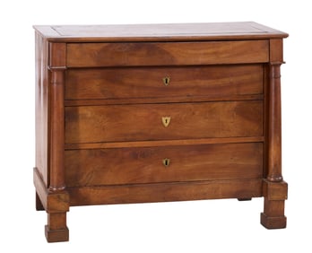 French Empire Style Walnut Commode, mid 19th c., H.- 36 1/2 in., W.- 45 1/2 in., D.- 21 1/2 in.